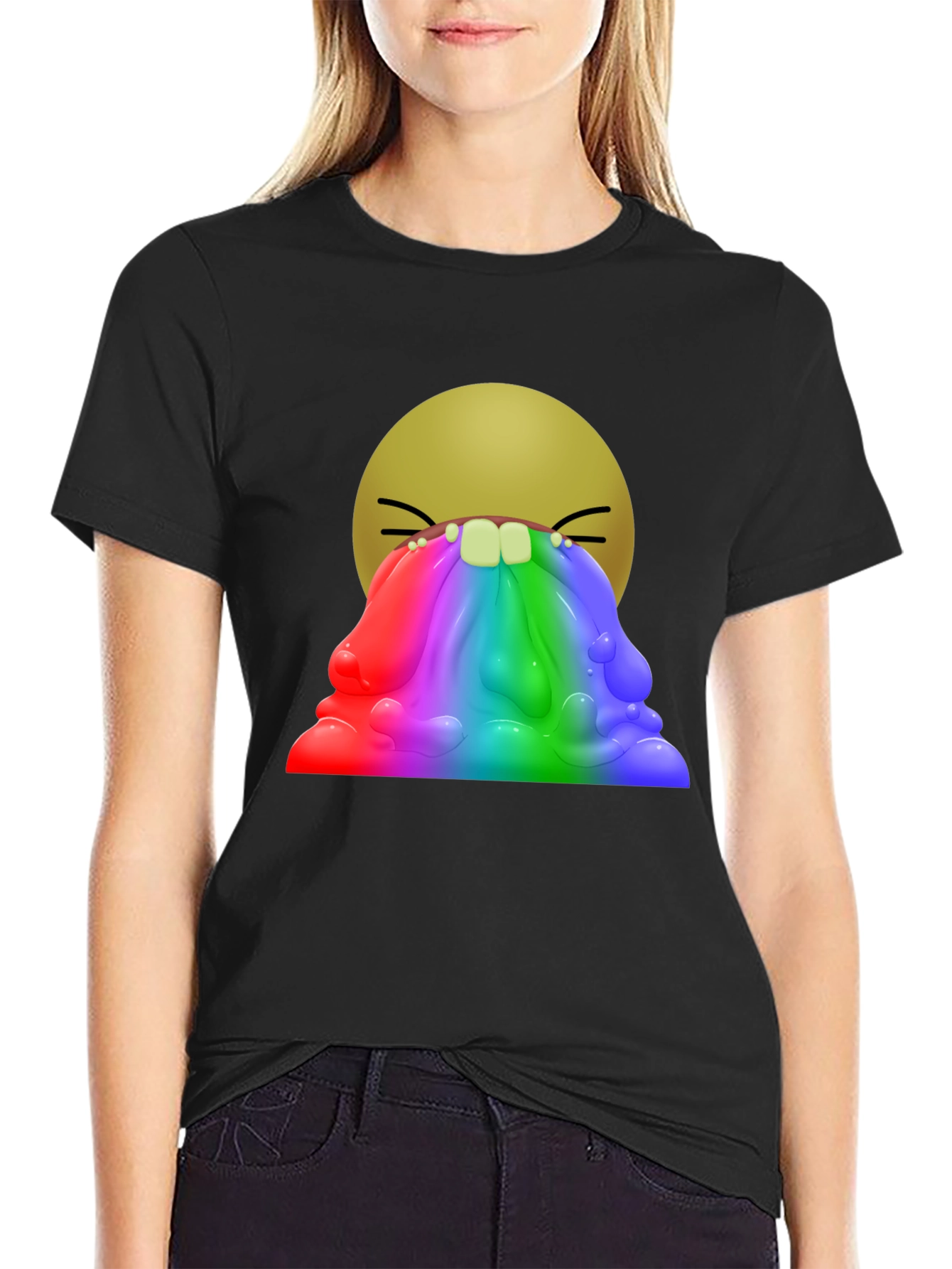 Rainbow Vomit Emoji Graphic T-Shirt