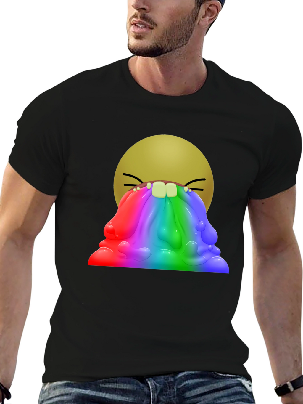Rainbow Vomit Emoji Graphic T-Shirt
