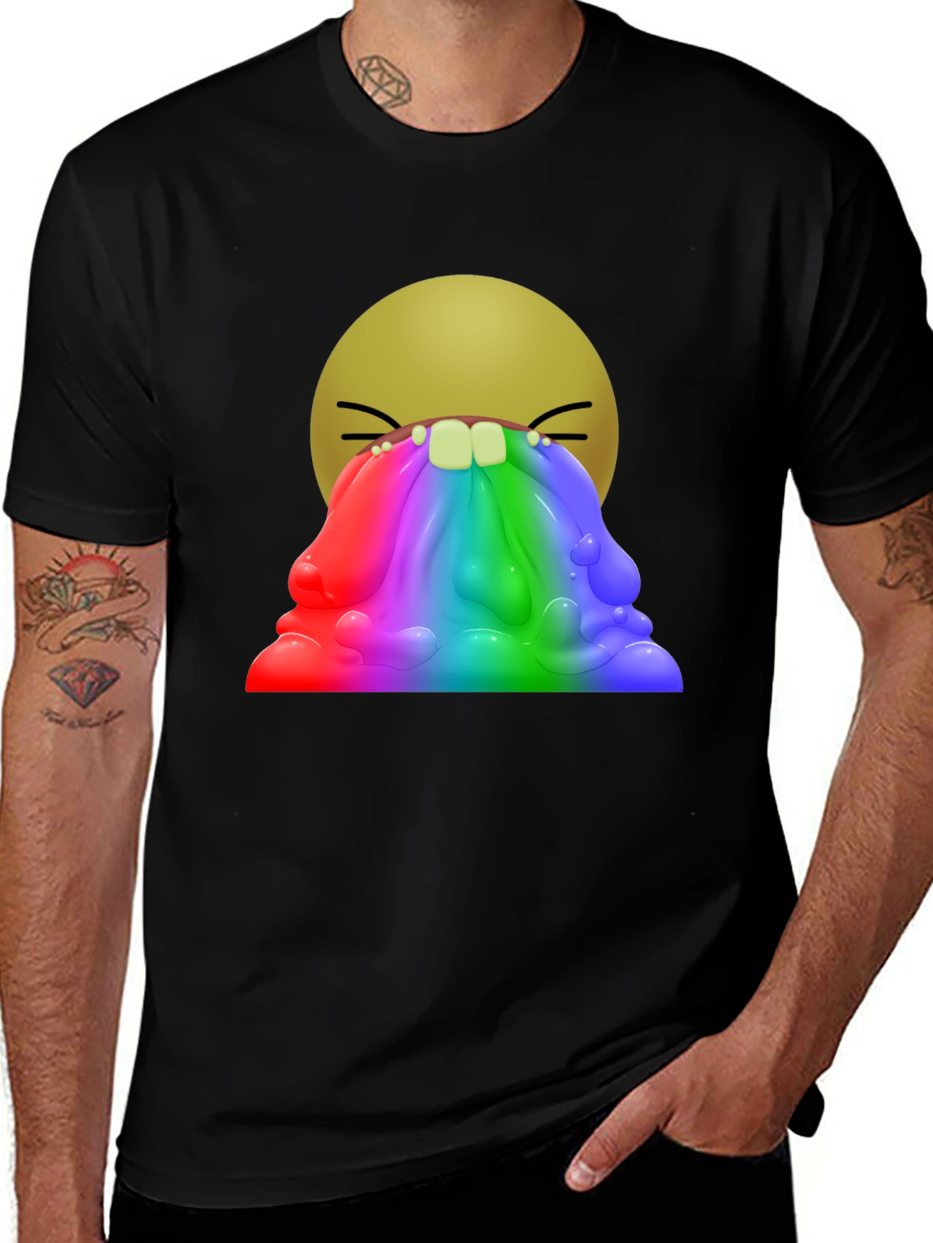 Rainbow Vomit Emoji Graphic T-Shirt