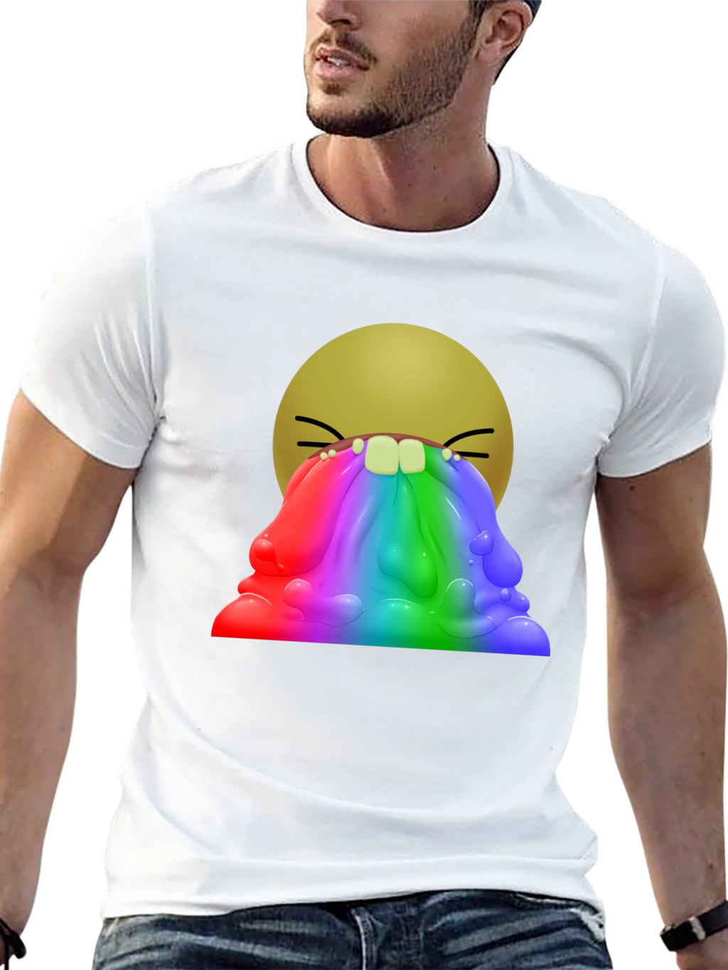 Rainbow Vomit Emoji Graphic T-Shirt