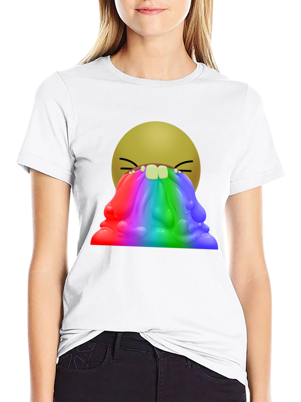 Rainbow Vomit Emoji Graphic T-Shirt