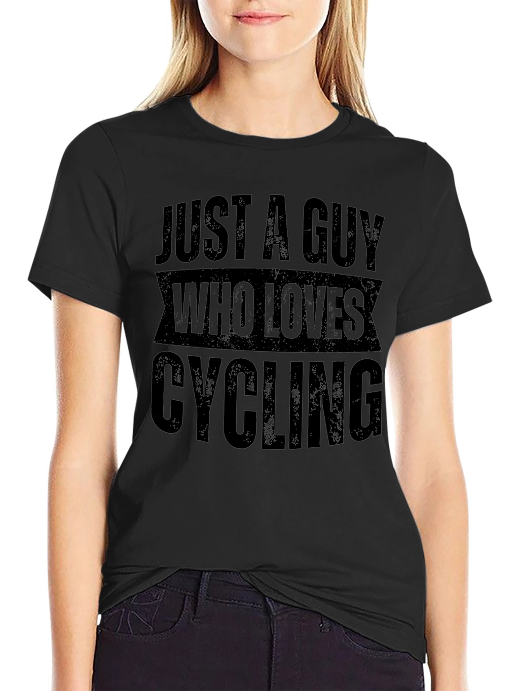 Just A Guy Who Loves Cycling Black T-Shirt