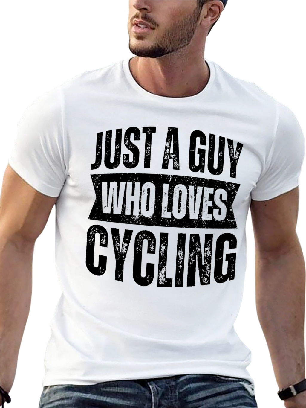 Just A Guy Who Loves Cycling Black T-Shirt