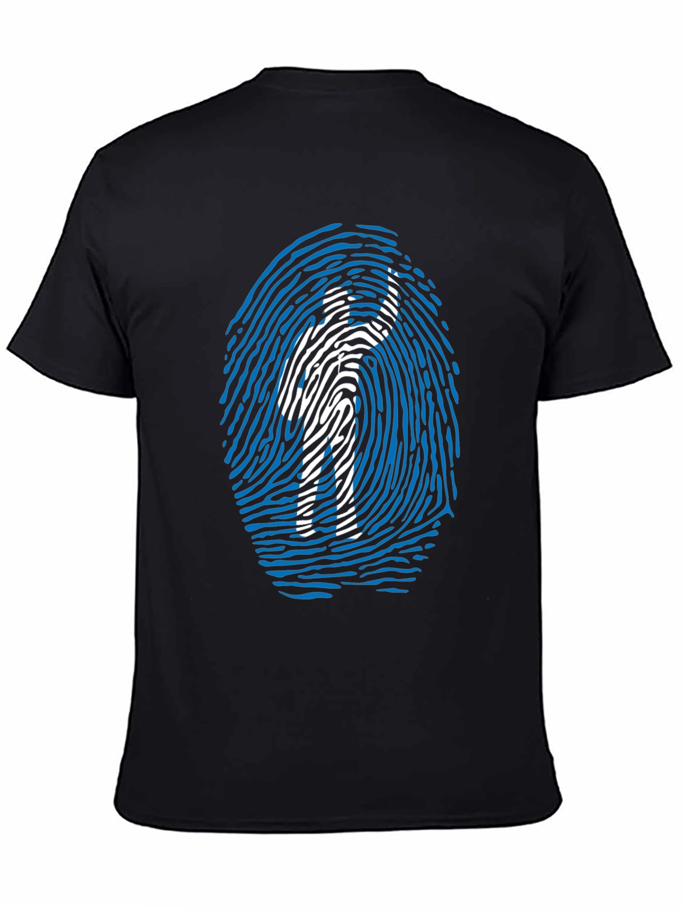 Fingerprint Design Graphic Tee - Black Cotton Blend