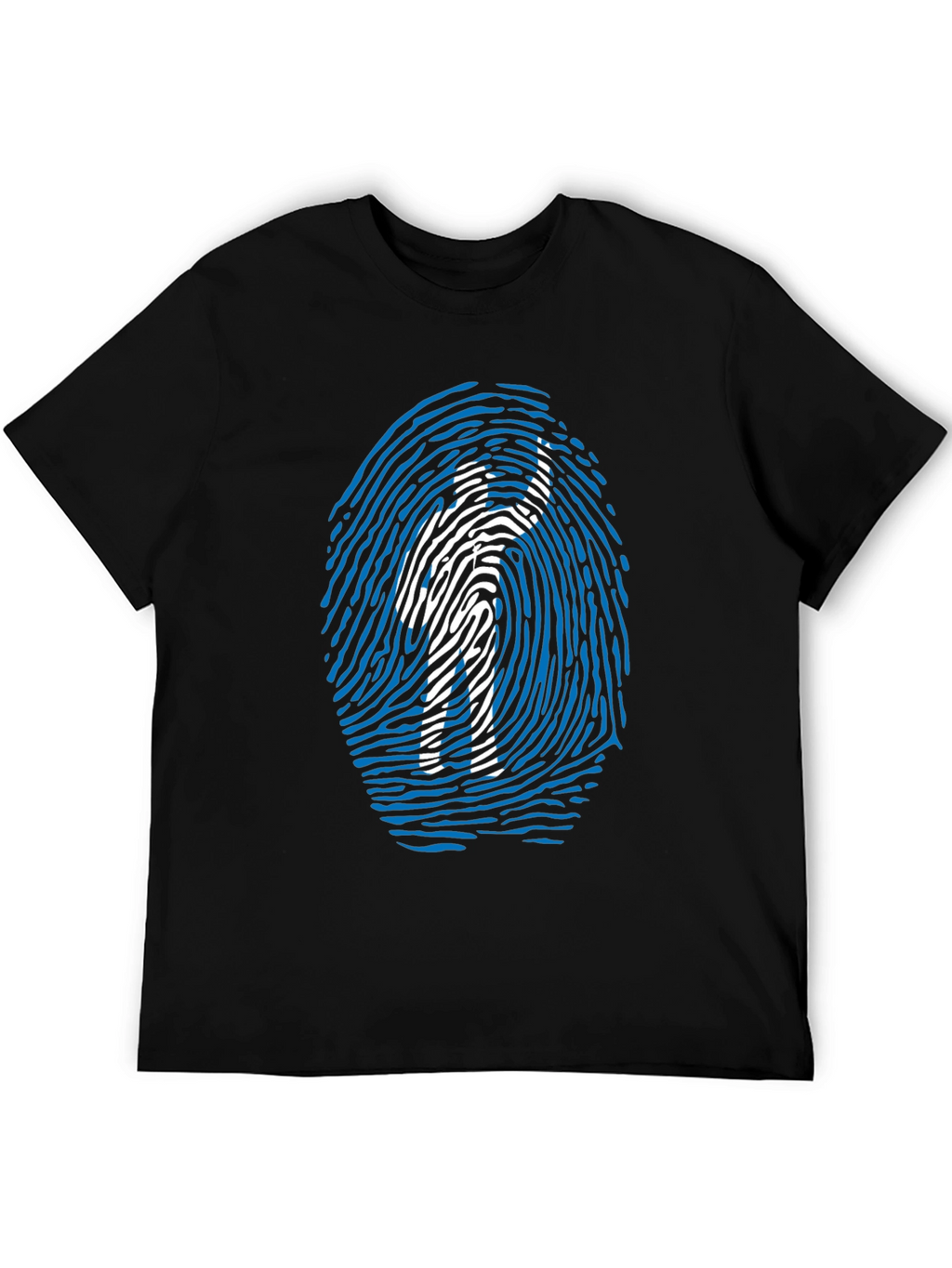 Fingerprint Design Graphic Tee - Black Cotton Blend