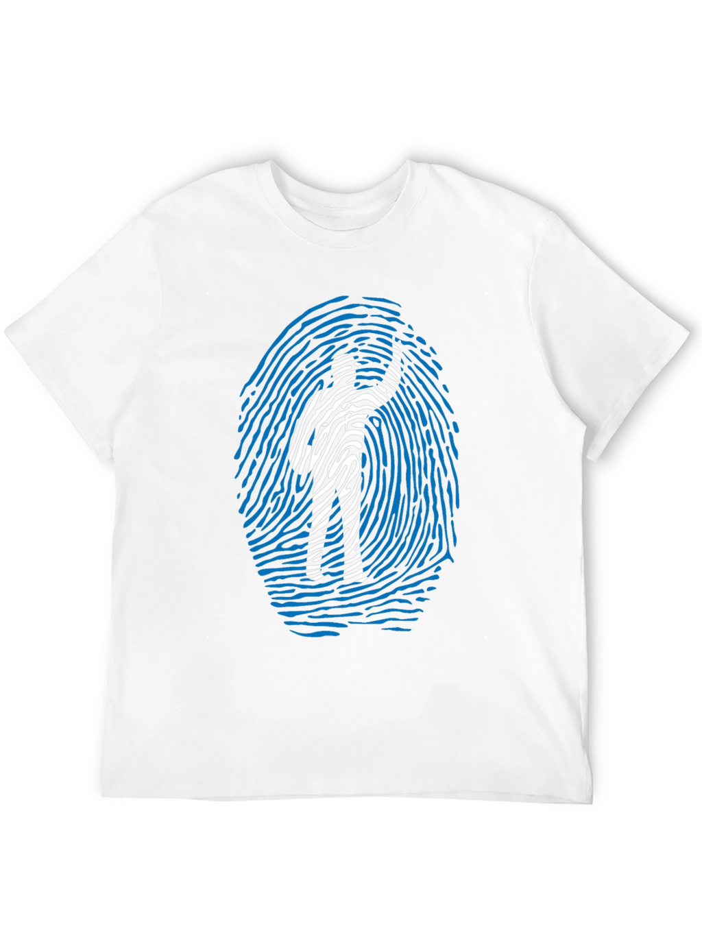 Fingerprint Design Graphic Tee - Black Cotton Blend