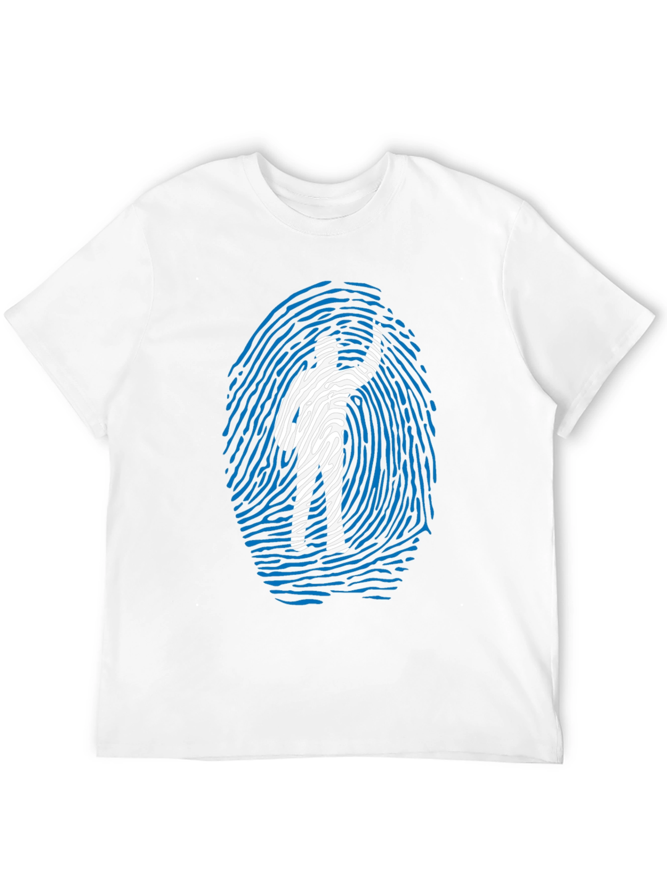 Fingerprint Design Graphic Tee - Black Cotton Blend