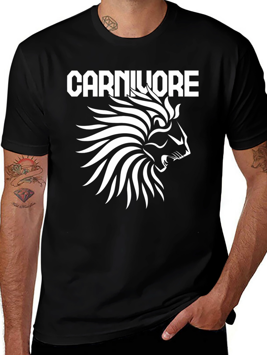 Carnivore Lion Graphic T-Shirt - Black