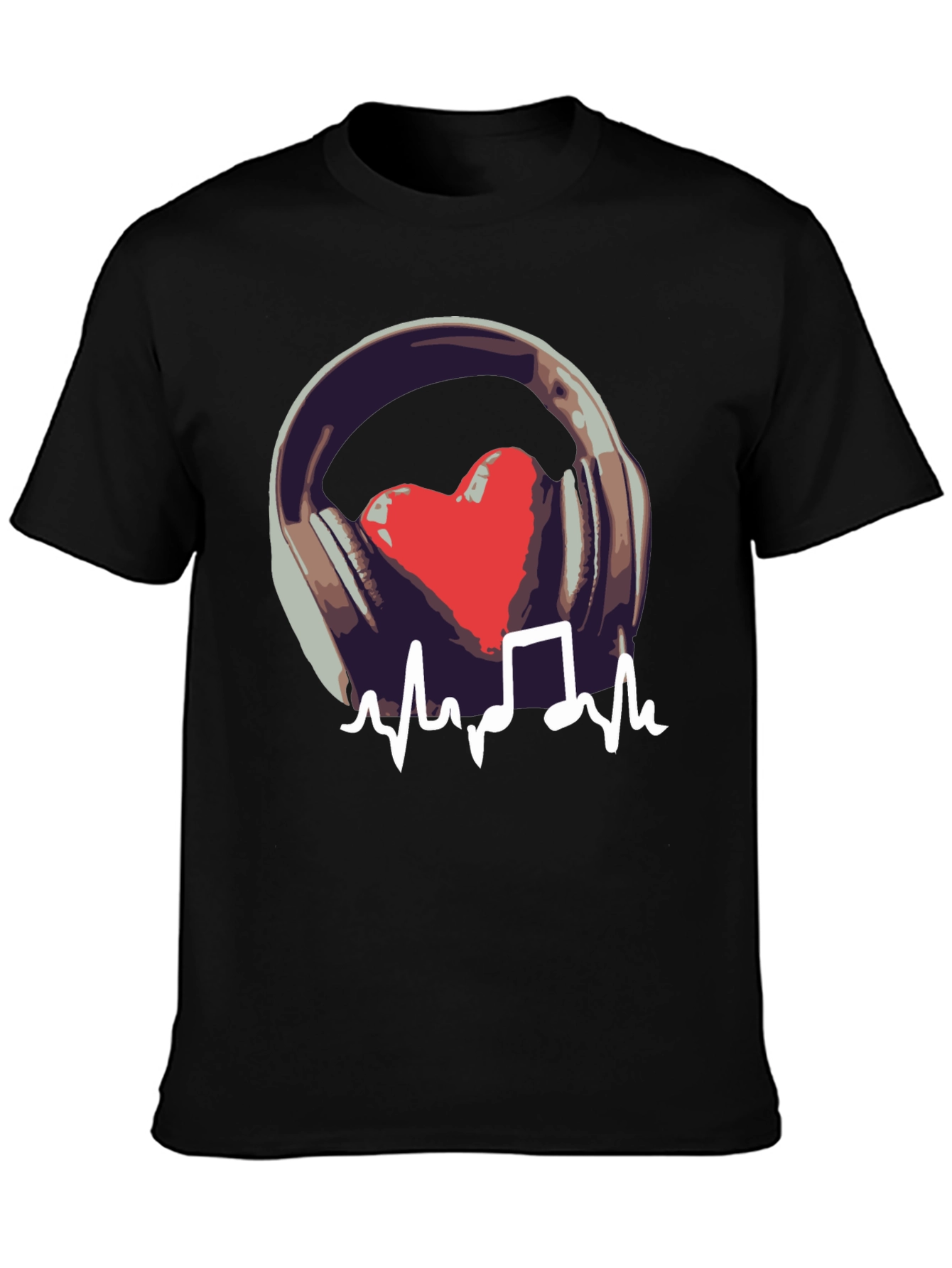 Music Heartbeat Graphic Black T-Shirt