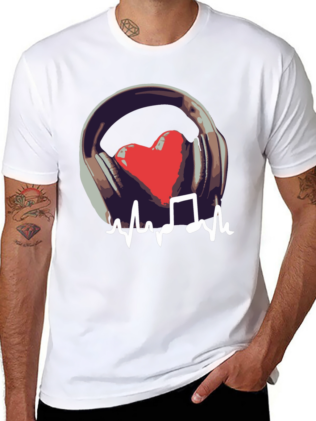 Music Heartbeat Graphic Black T-Shirt