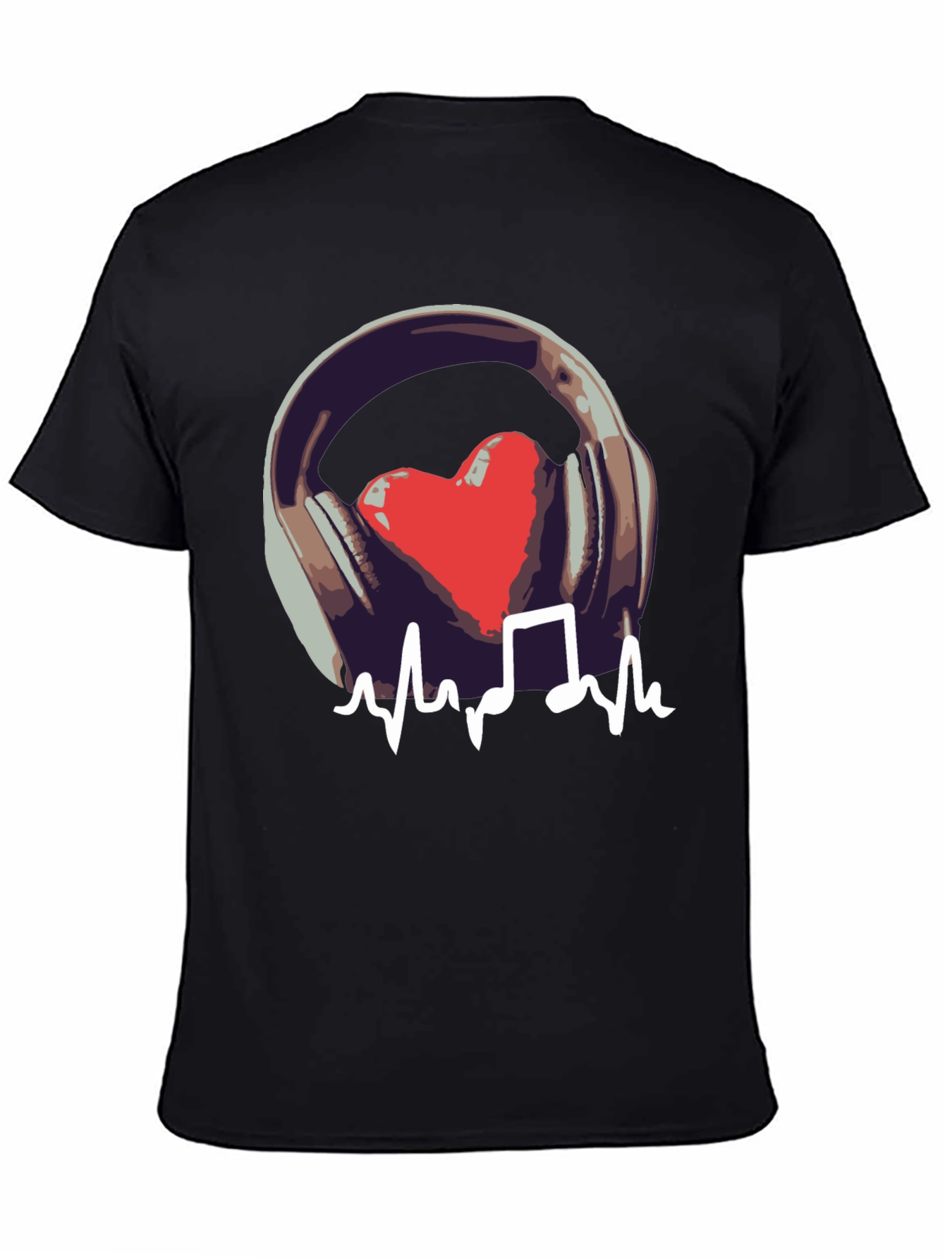 Music Heartbeat Graphic Black T-Shirt