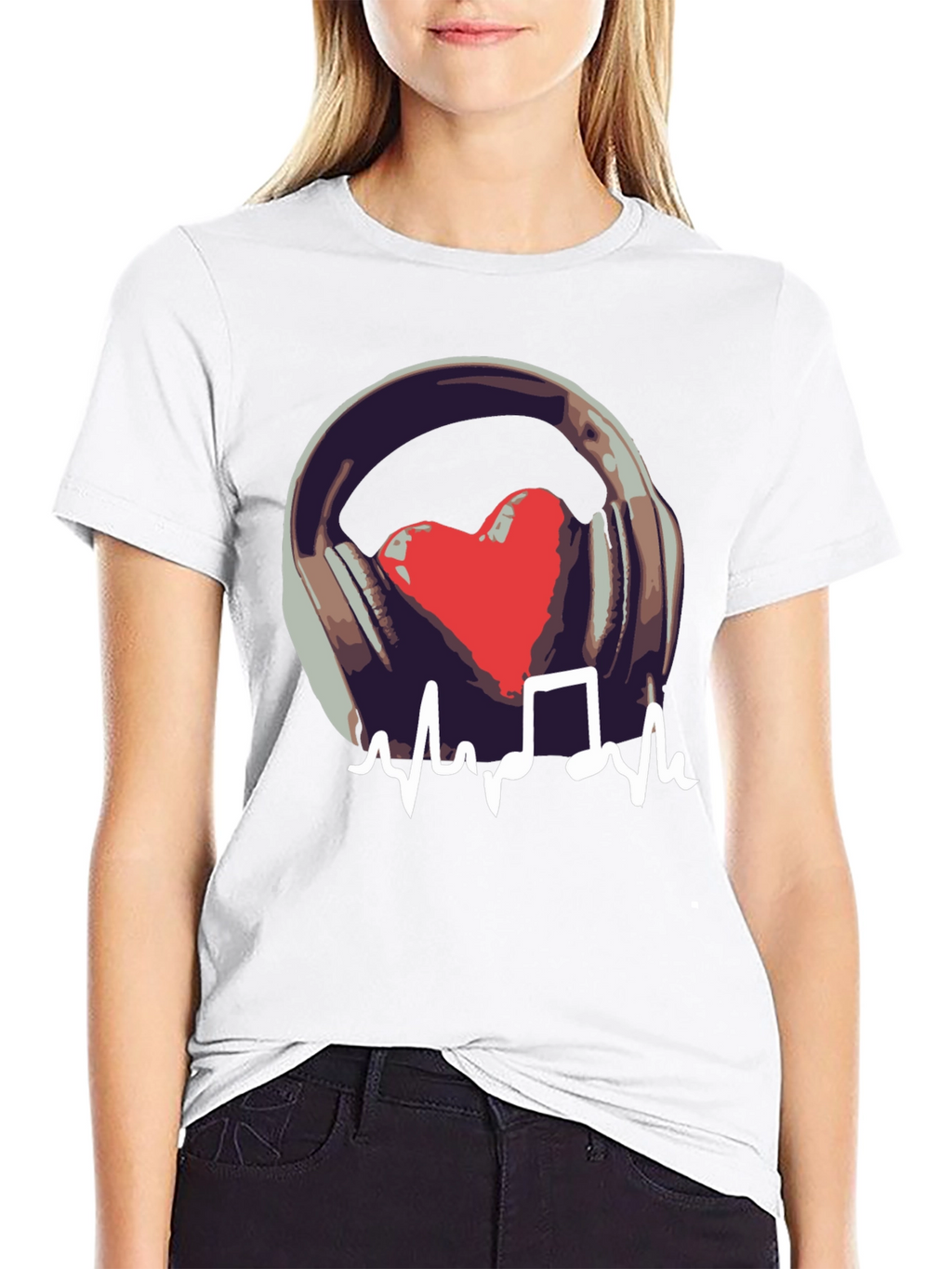 Music Heartbeat Graphic Black T-Shirt