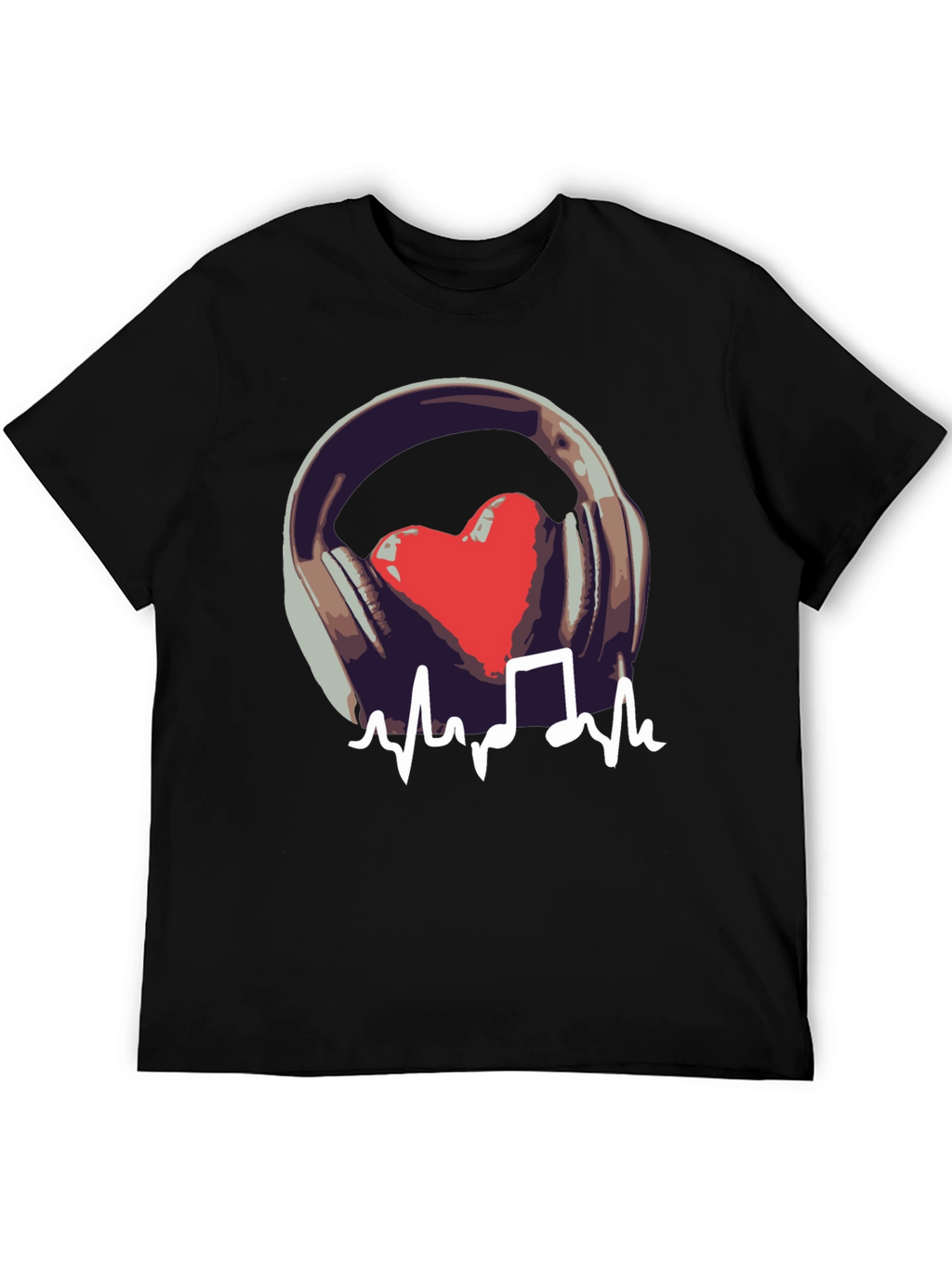 Music Heartbeat Graphic Black T-Shirt
