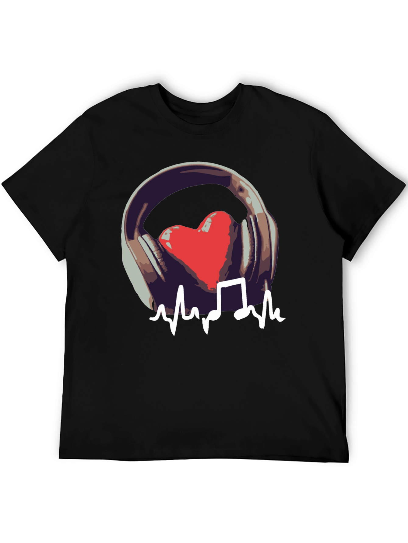 Music Heartbeat Graphic Black T-Shirt
