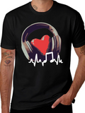 Music Heartbeat Graphic Black T-Shirt