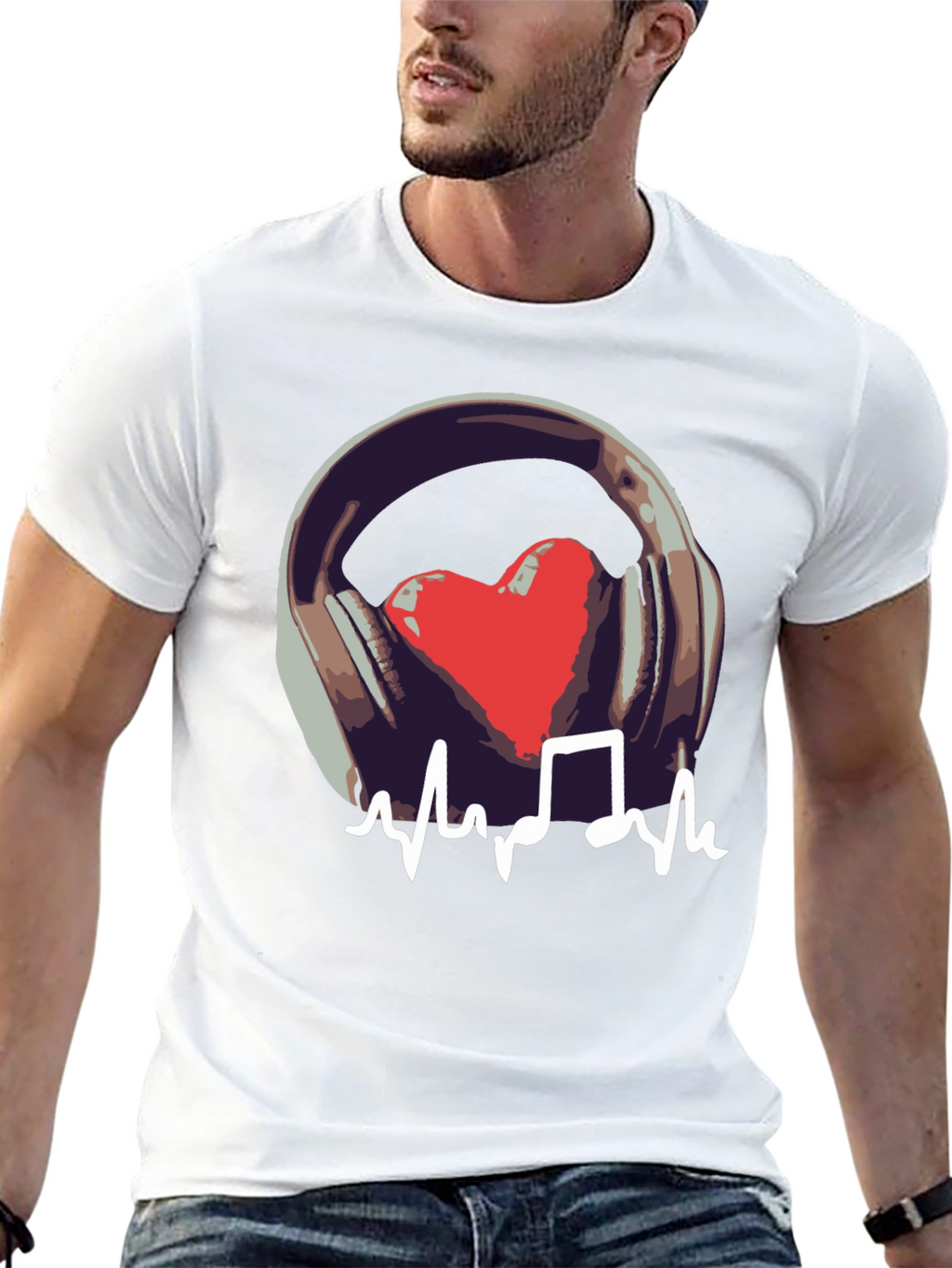 Music Heartbeat Graphic Black T-Shirt