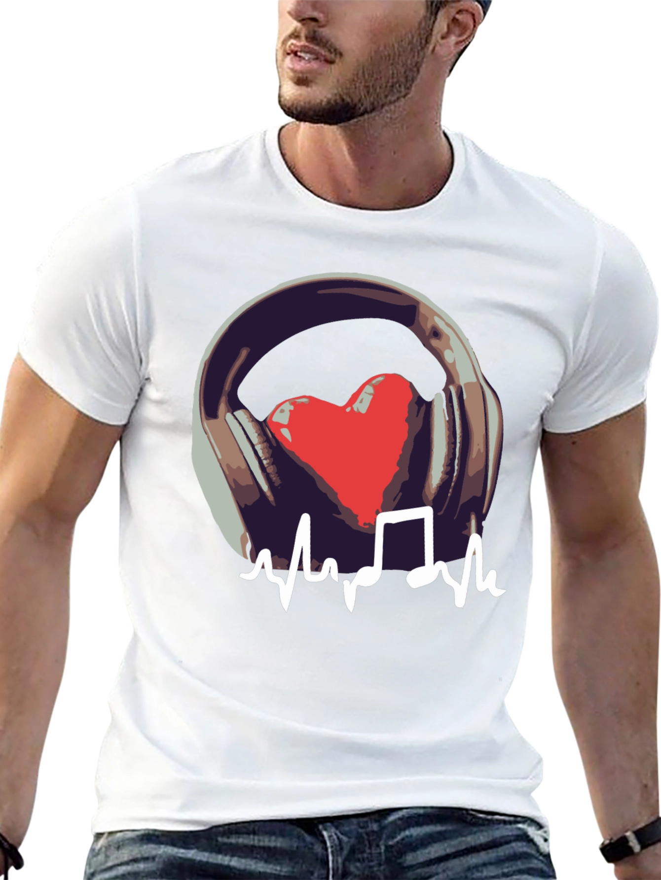 Music Heartbeat Graphic Black T-Shirt