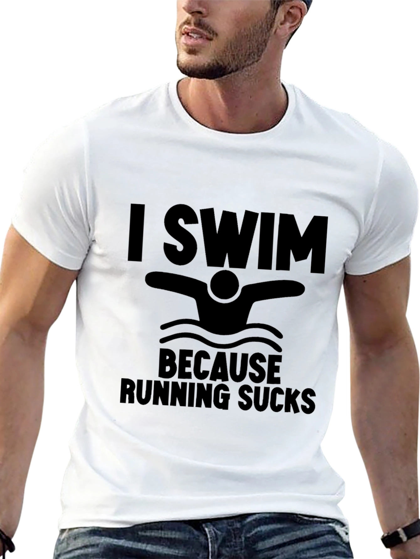 I Swim Because Running Sucks Black T-Shirt