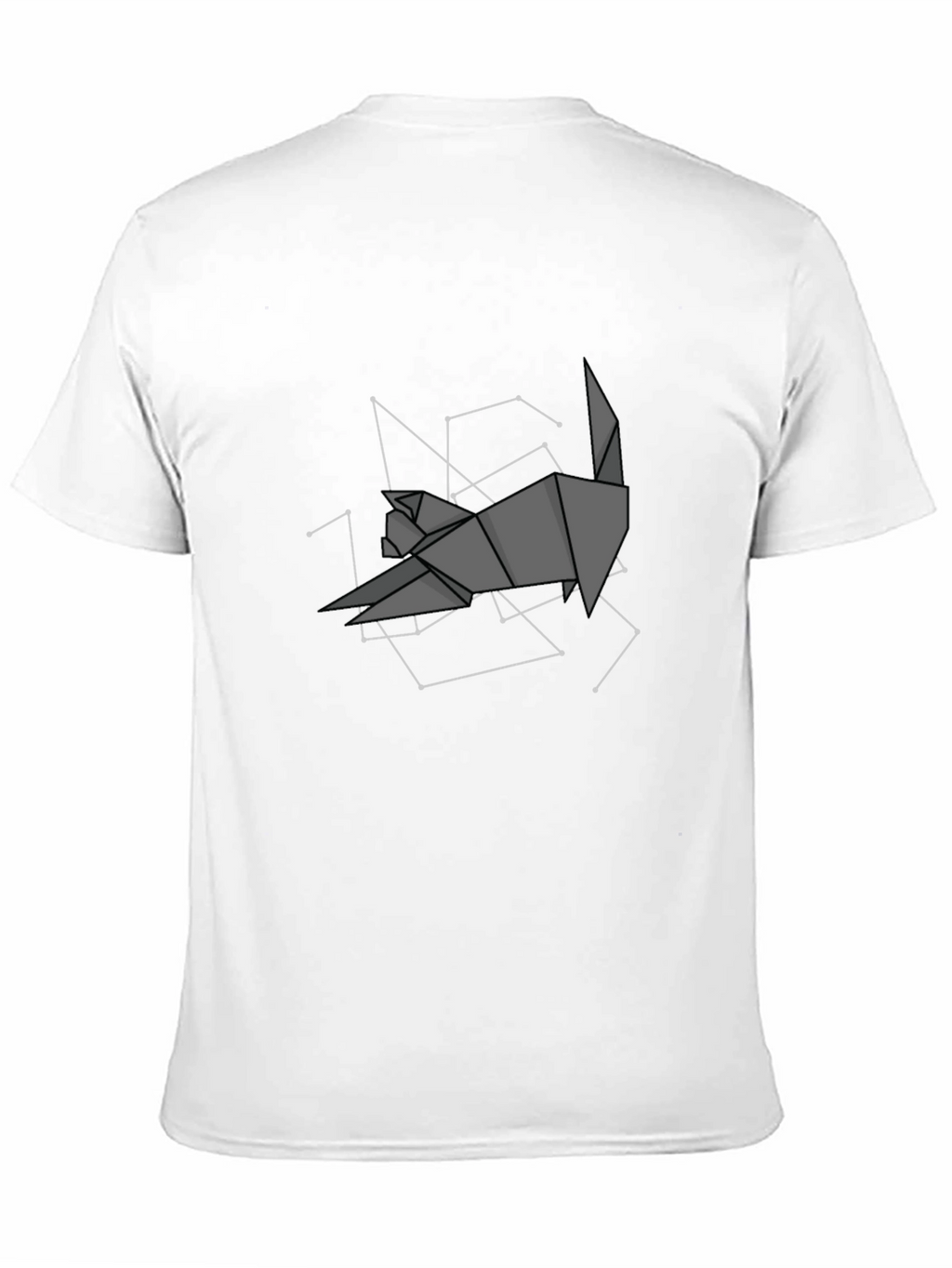 Geometric Origami Cat Constellation Black T-Shirt