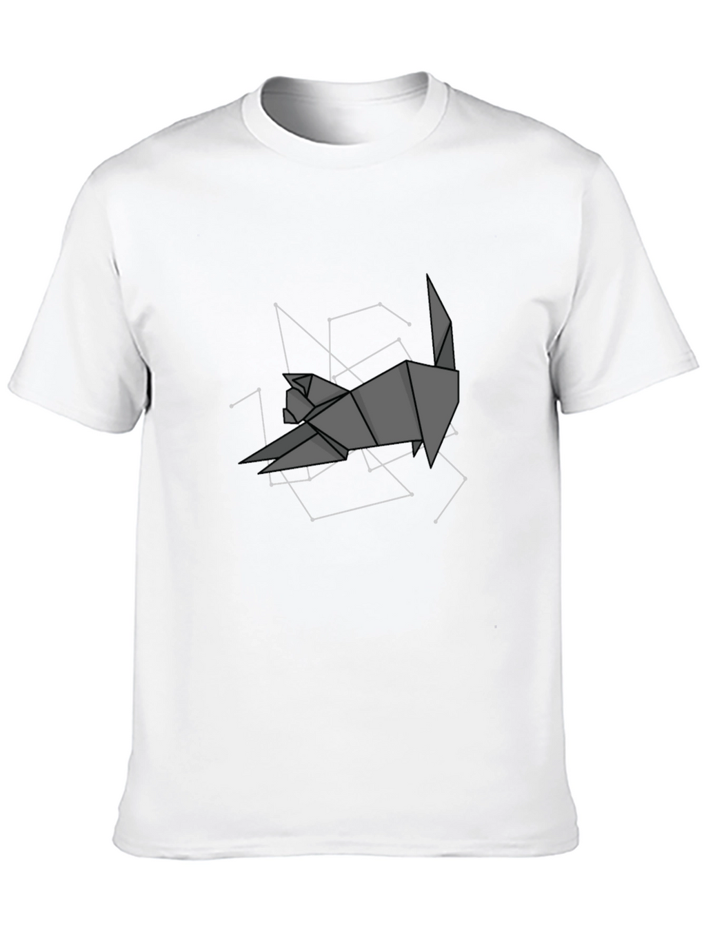 Geometric Origami Cat Constellation Black T-Shirt
