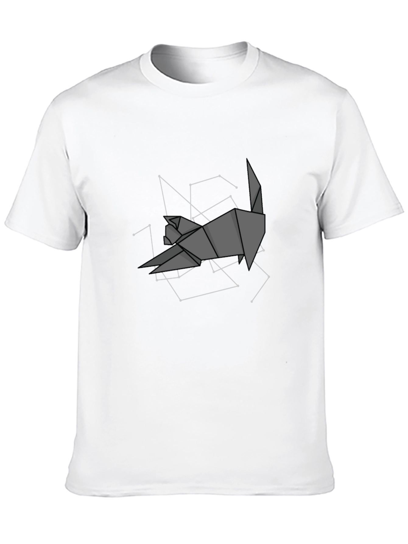 Geometric Origami Cat Constellation Black T-Shirt