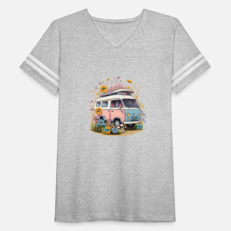 Retro Camper Van with Wildflowers