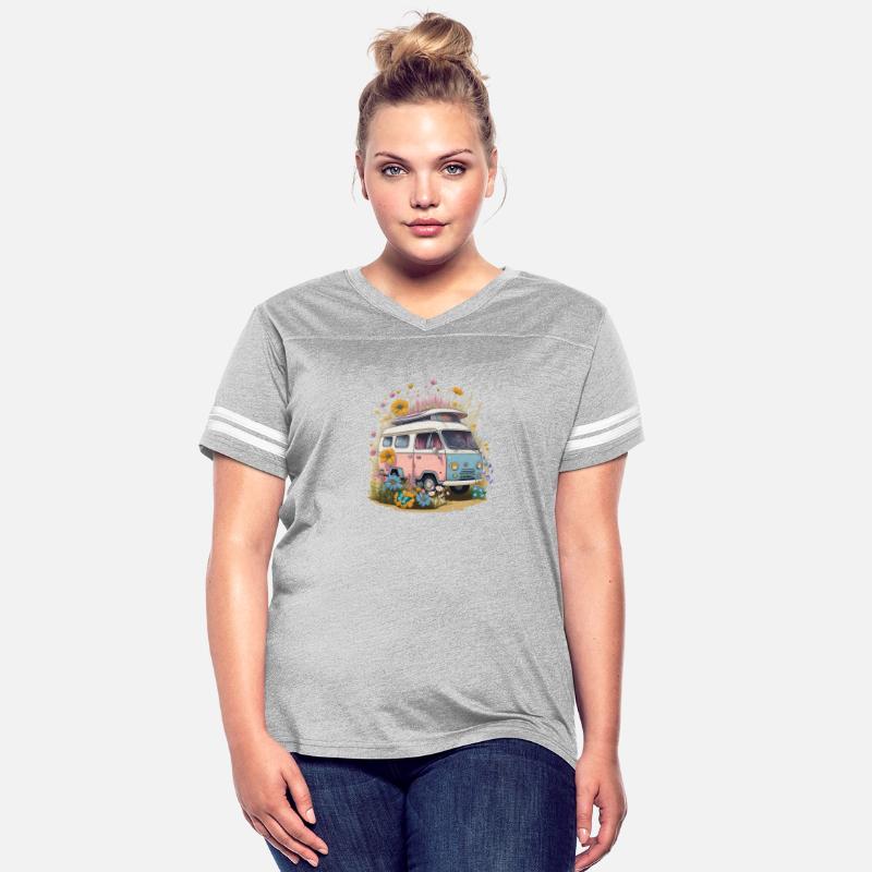 Retro Camper Van with Wildflowers