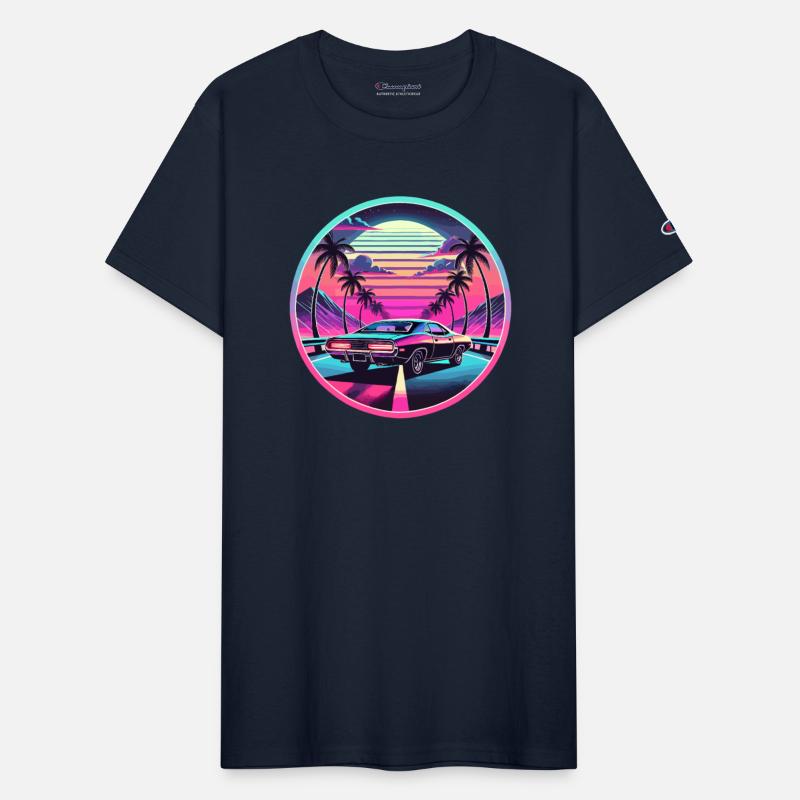 Retro Sunset Muscle Car Driving