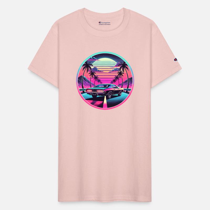 Retro Sunset Muscle Car Driving