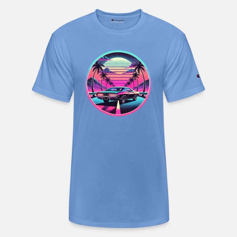 Retro Sunset Muscle Car Driving