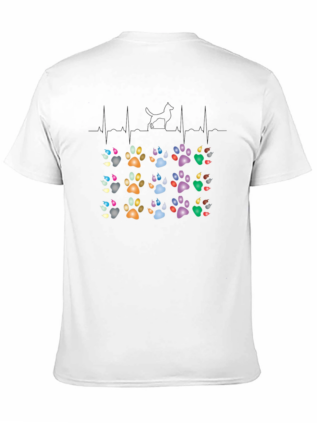Dog Paw Heartbeat T-Shirt – Colorful Dog Lover Graphic Tee