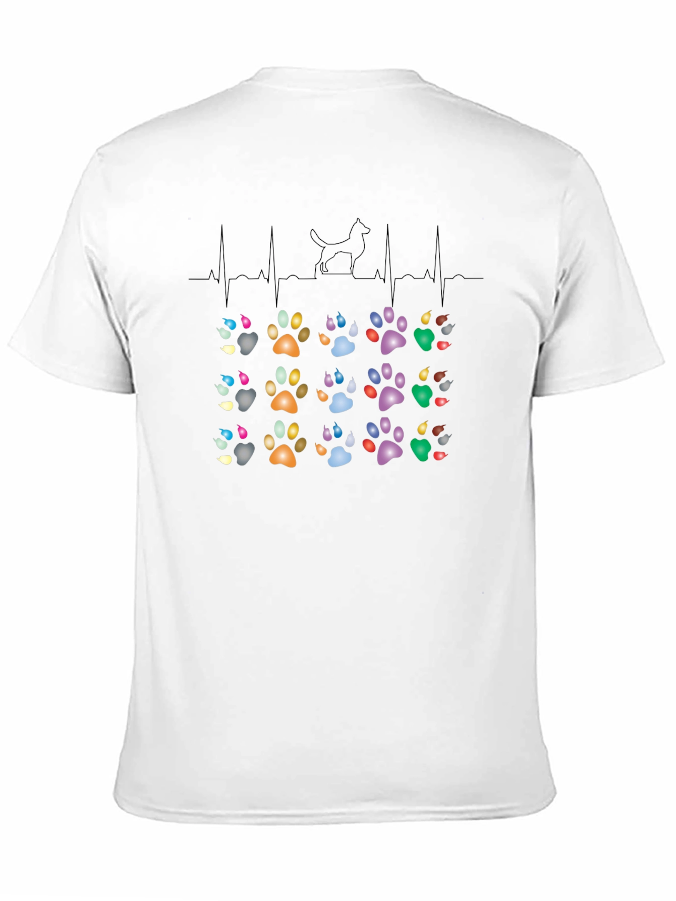 Dog Paw Heartbeat T-Shirt – Colorful Dog Lover Graphic Tee