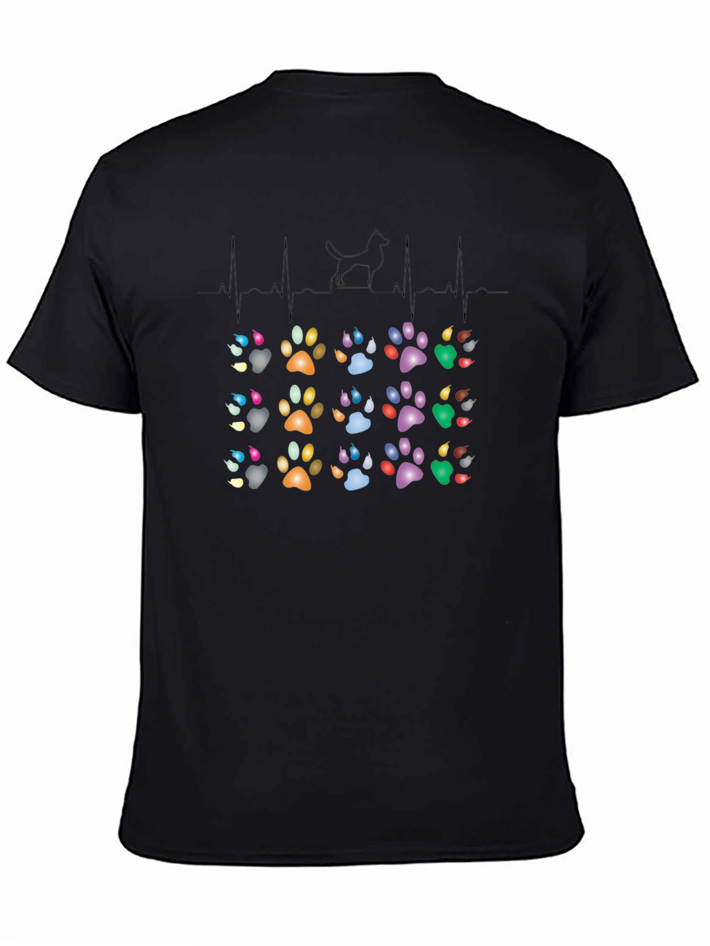 Dog Paw Heartbeat T-Shirt – Colorful Dog Lover Graphic Tee
