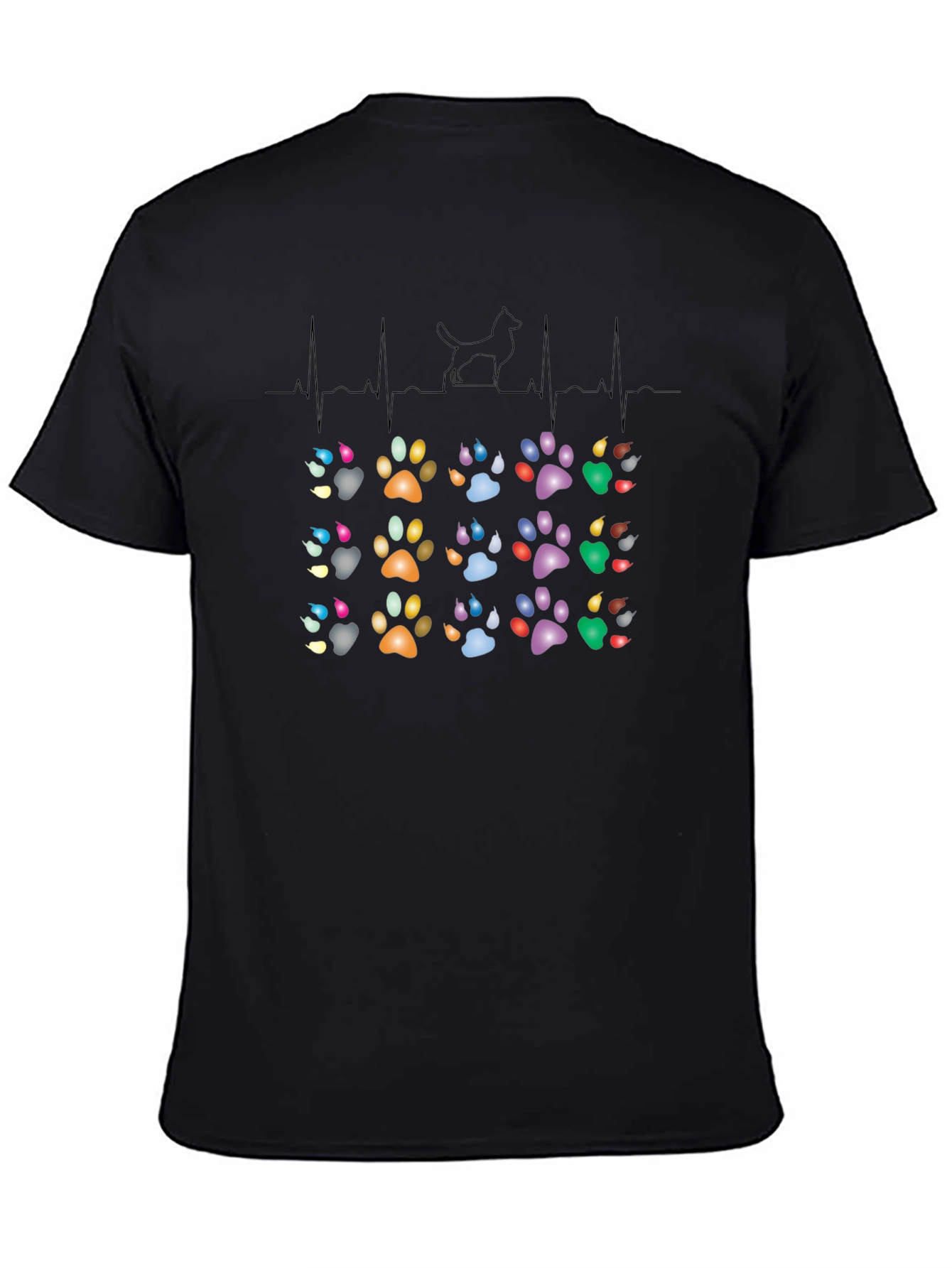 Dog Paw Heartbeat T-Shirt – Colorful Dog Lover Graphic Tee