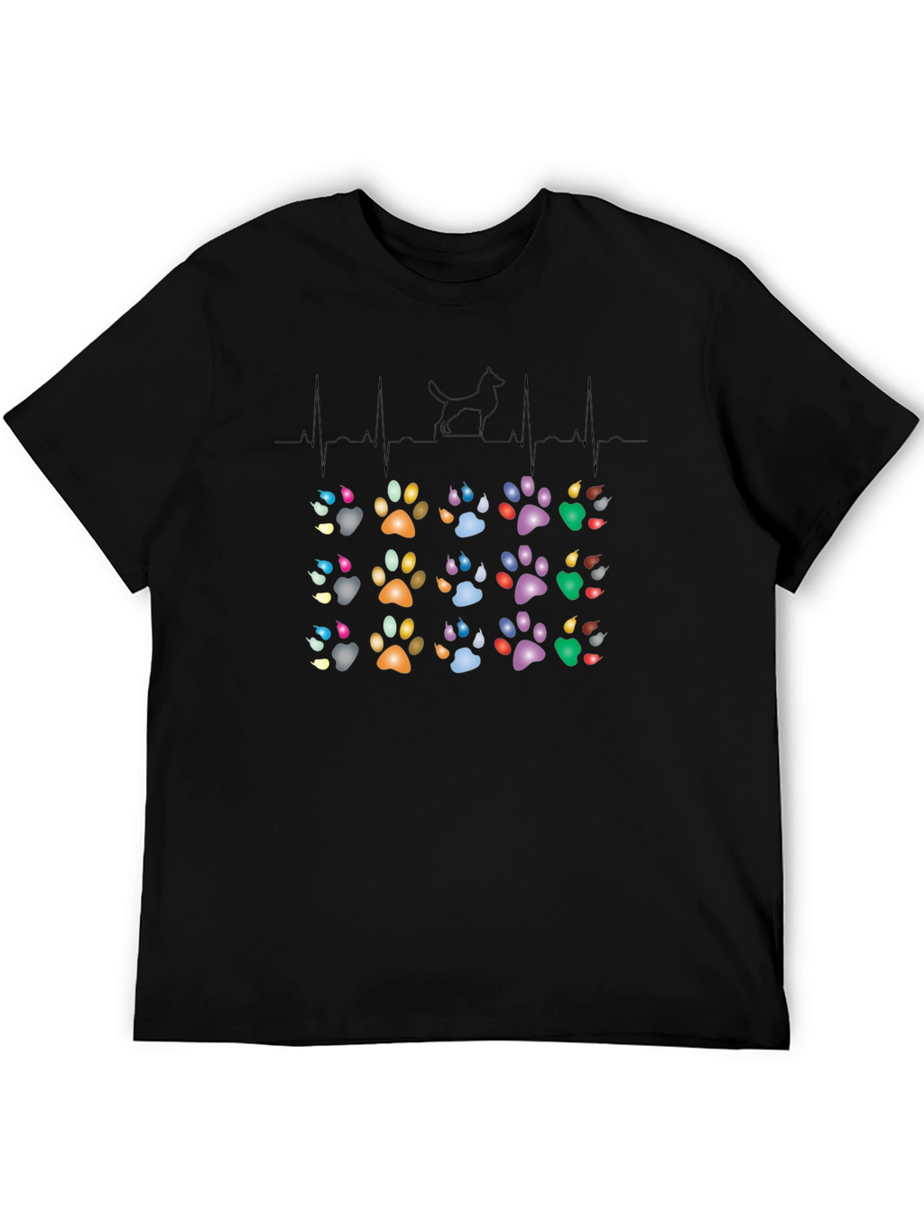 Dog Paw Heartbeat T-Shirt – Colorful Dog Lover Graphic Tee