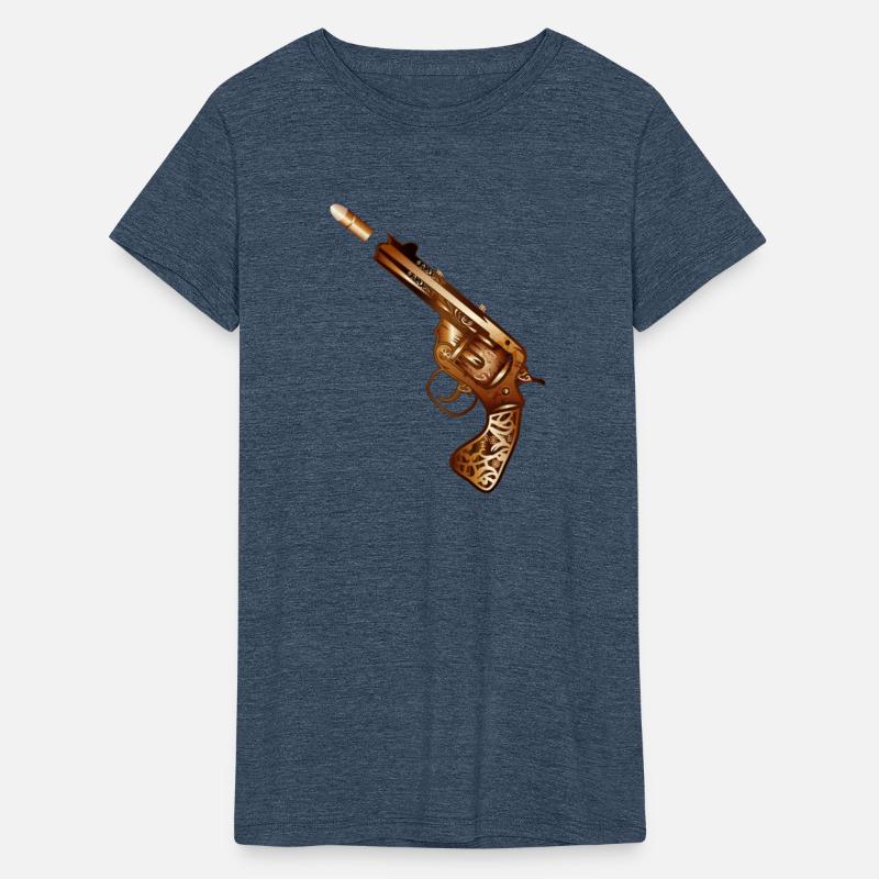 richly decorated steampunk revolver with cartridge