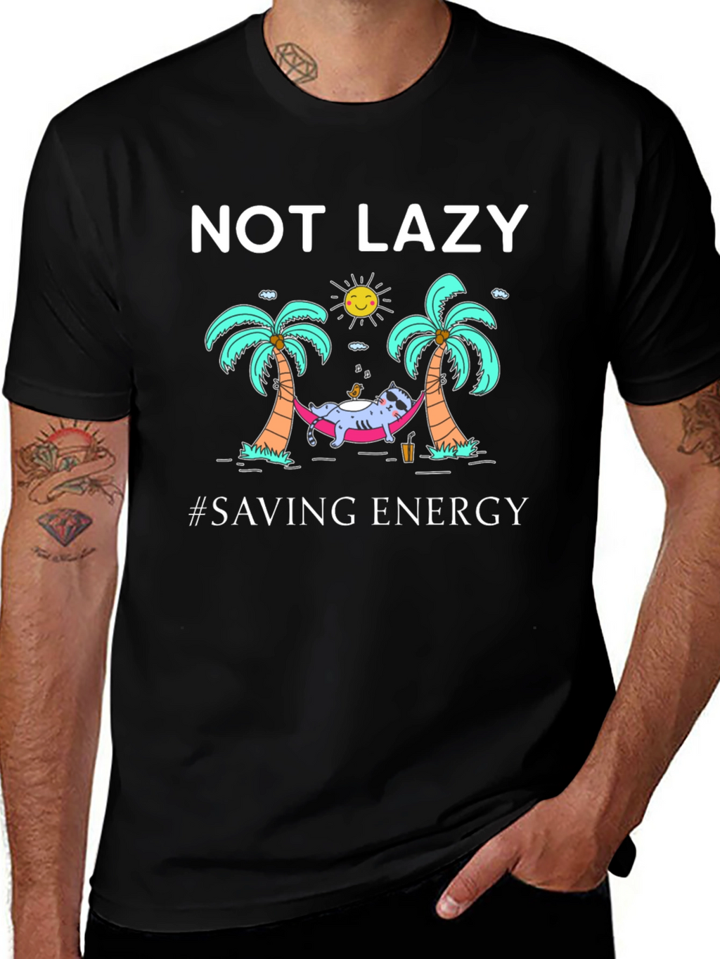 Not Lazy Saving Energy Graphic T-Shirt