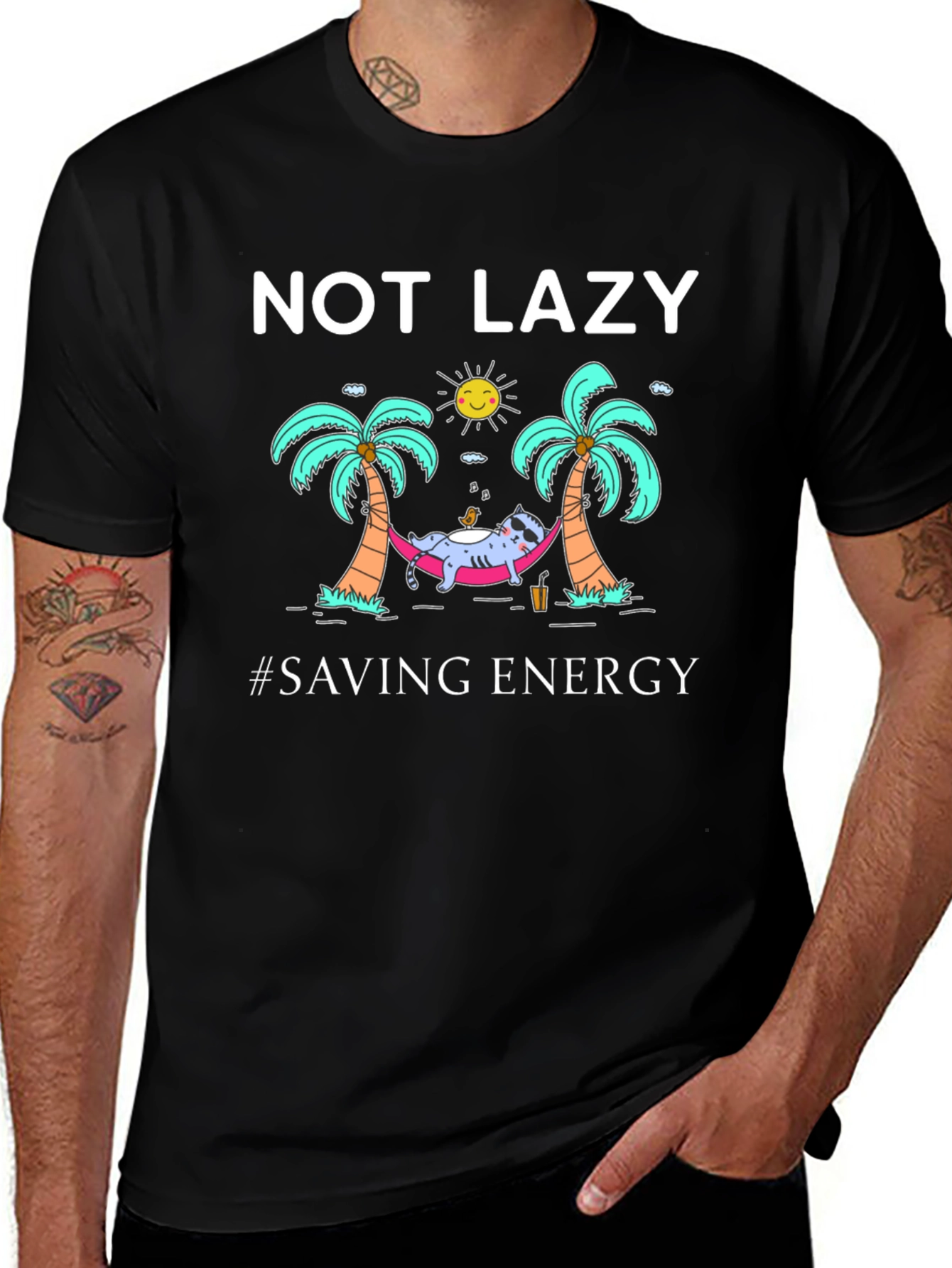 Not Lazy Saving Energy Graphic T-Shirt