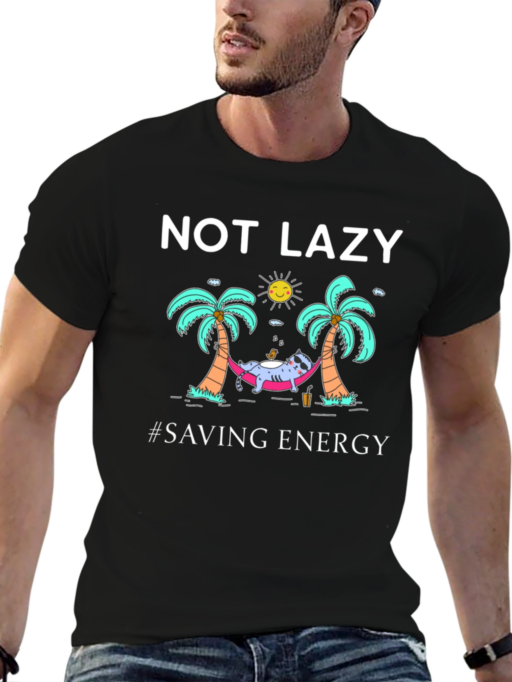 Not Lazy Saving Energy Graphic T-Shirt