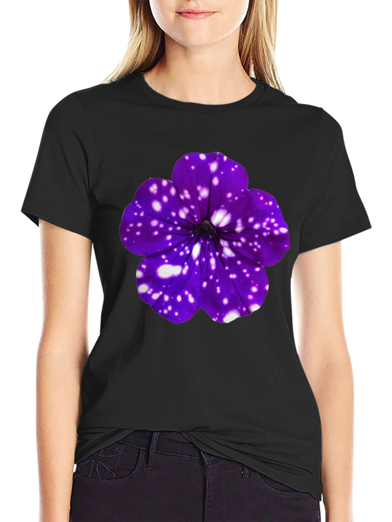 Galaxy Petunia Flower T-Shirt - Unique Floral Design