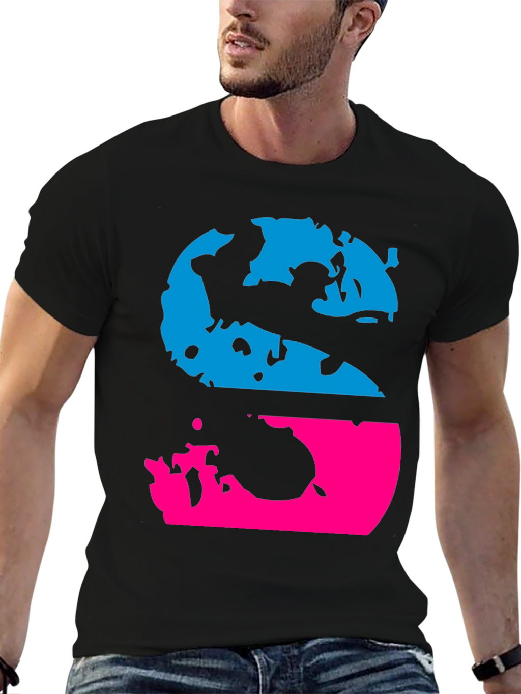 Retro S Graphic Tee - Black Crew Neck T-Shirt