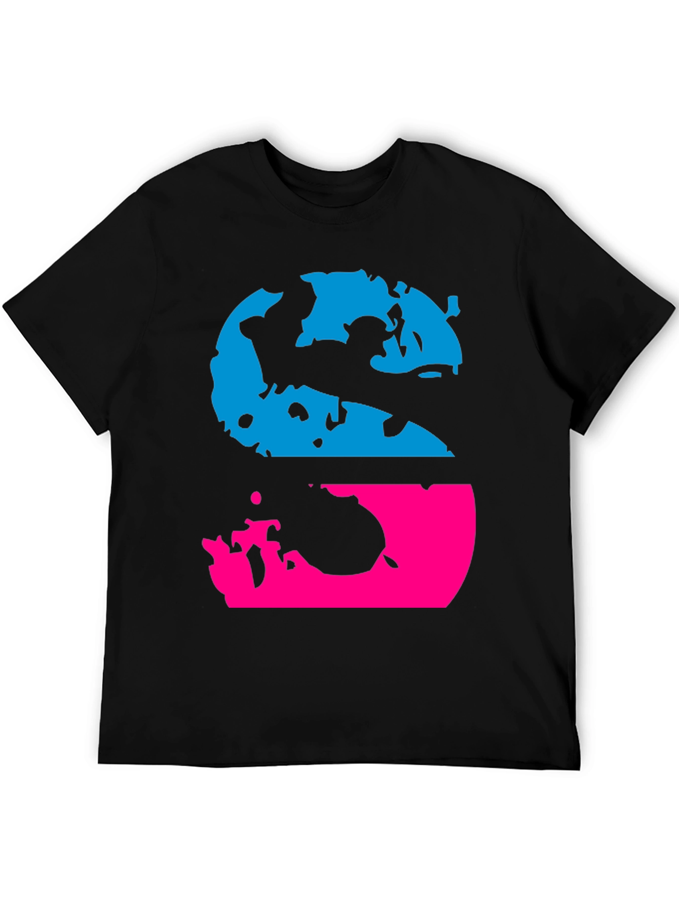 Retro S Graphic Tee - Black Crew Neck T-Shirt
