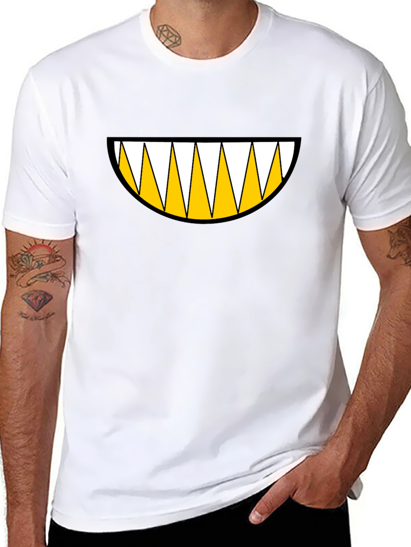 Monster Grin Graphic Tee - Bold Black Cotton T-Shirt
