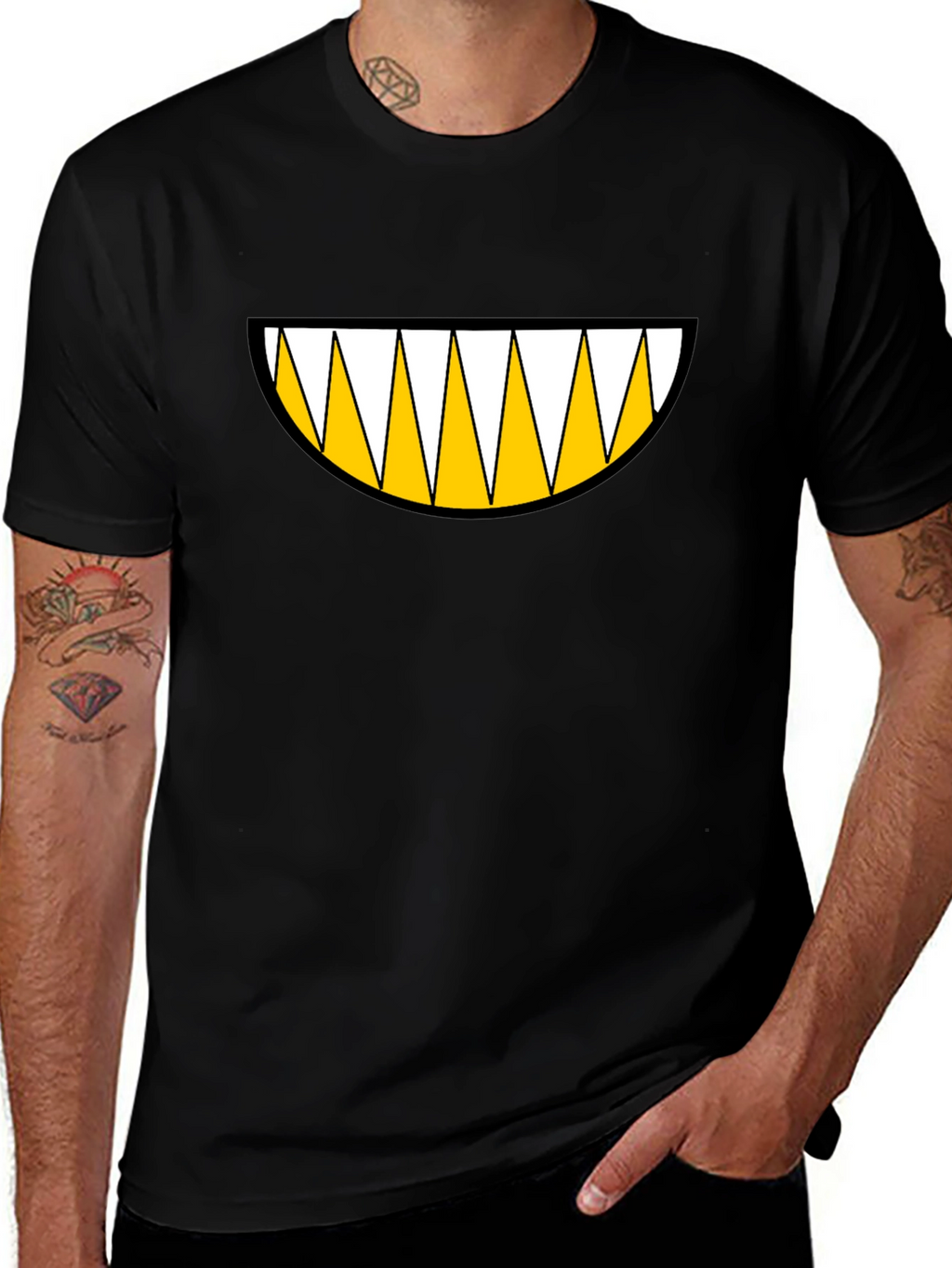 Monster Grin Graphic Tee - Bold Black Cotton T-Shirt