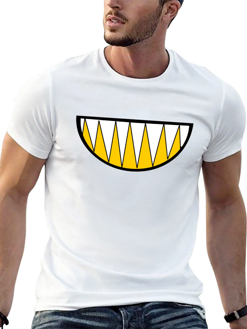 Monster Grin Graphic Tee - Bold Black Cotton T-Shirt