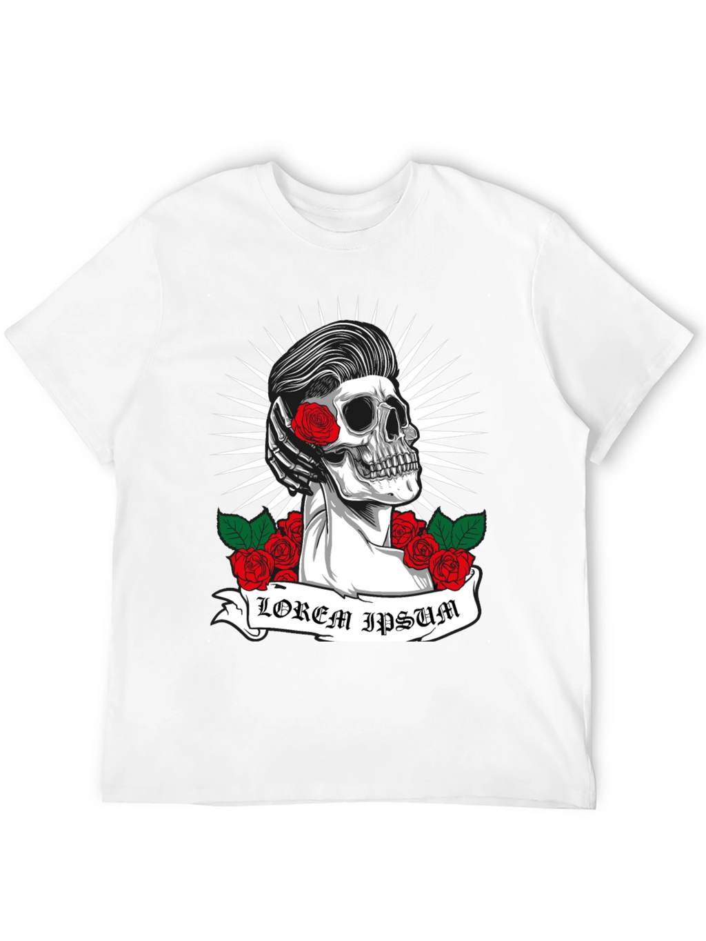Skull & Roses Graphic Tee - Rockabilly Style