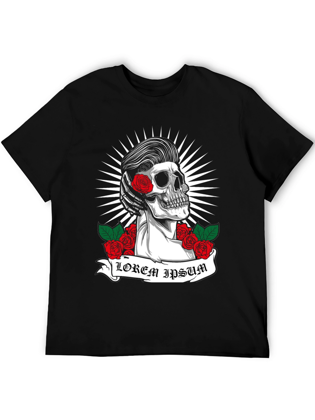 Skull & Roses Graphic Tee - Rockabilly Style