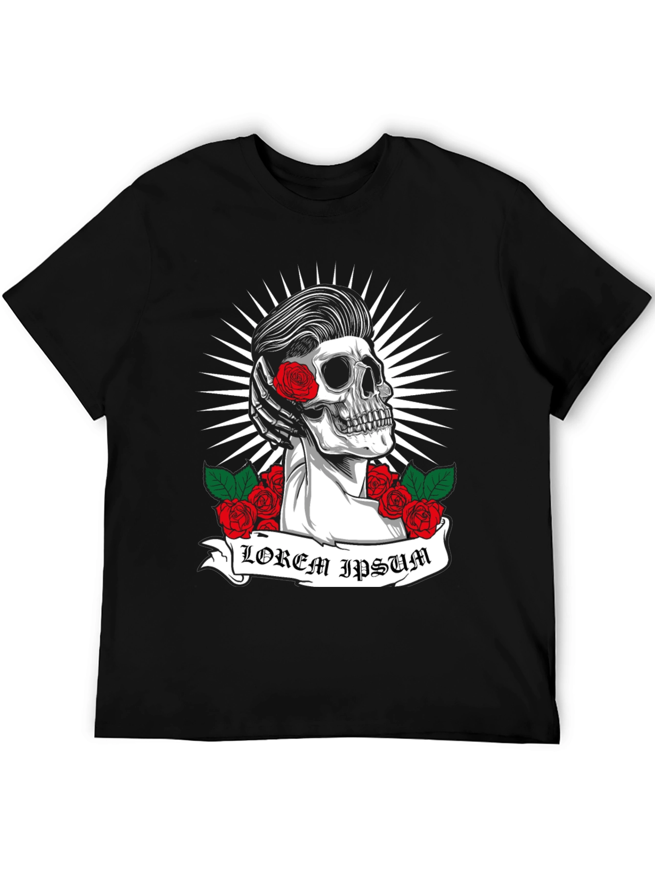 Skull & Roses Graphic Tee - Rockabilly Style