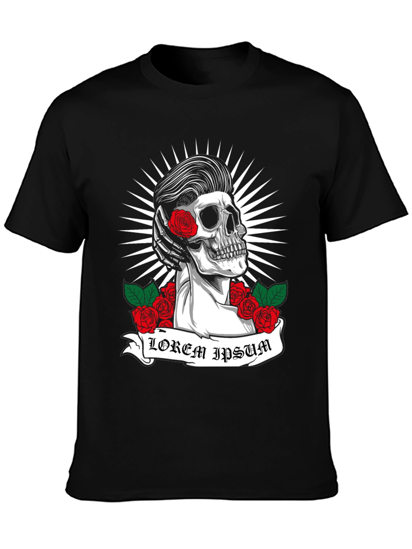 Skull & Roses Graphic Tee - Rockabilly Style