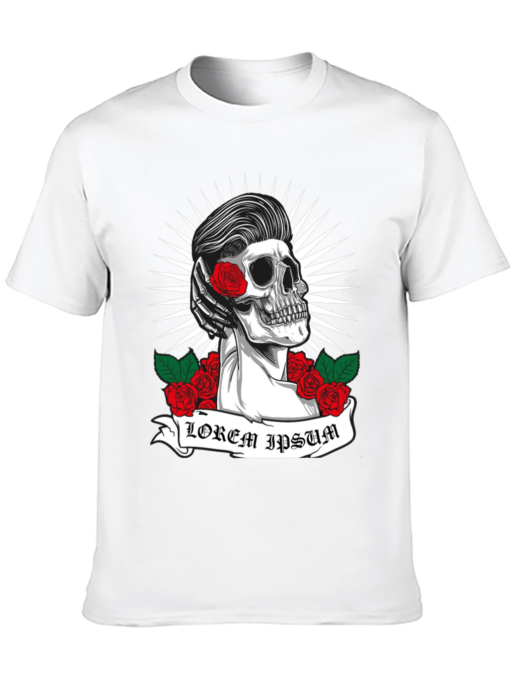 Skull & Roses Graphic Tee - Rockabilly Style